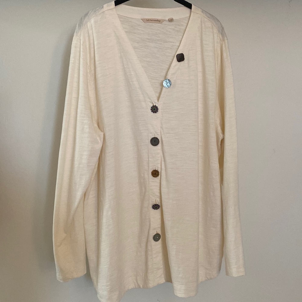 Soft Surroundings 100% Cotton Delia Mixed Button Cardigan size 1x